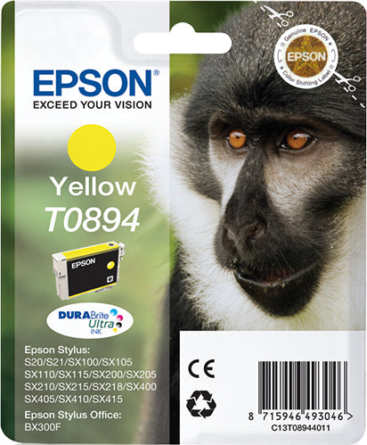 Epson Monkey Singlepack Yellow T0894 DURABrite Ultra Ink Epson Monkey Singlepack Yellow T0894 DURABrite Ultra Ink